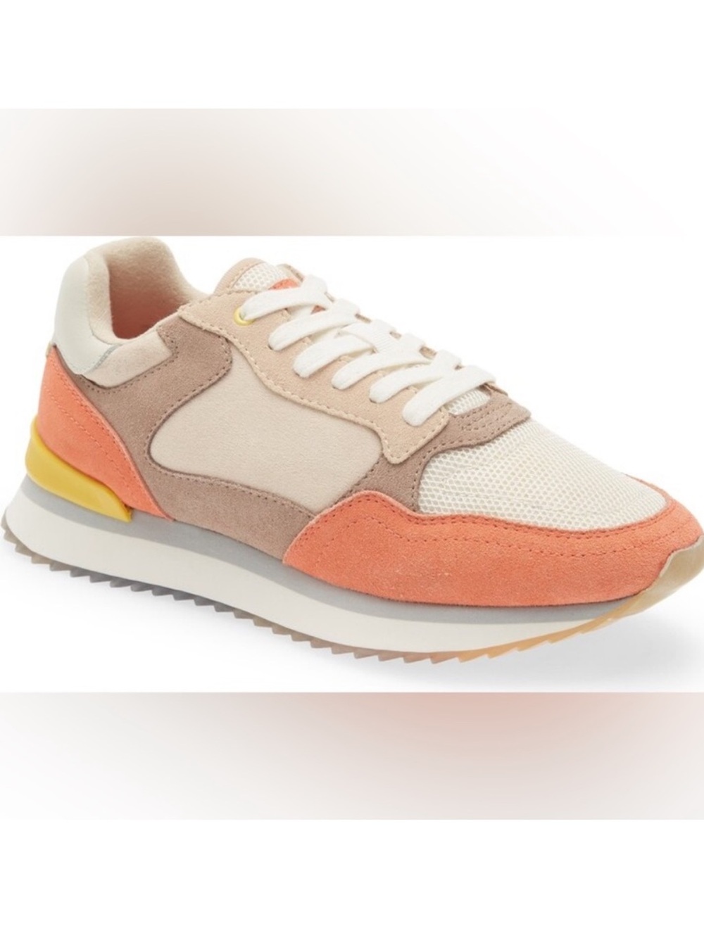 HOFF Atlanta Neutral & Coral Women's Runner Sneakers - Sz 7.5